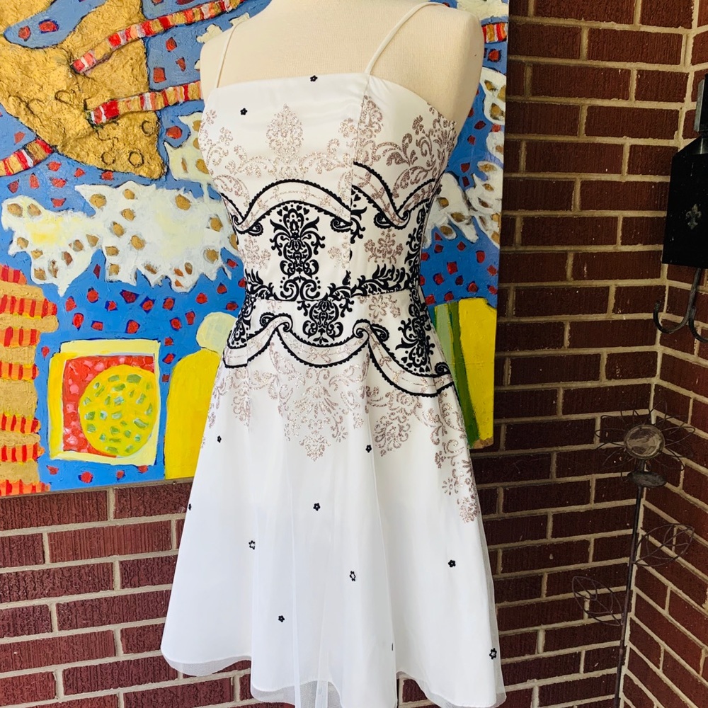 Homecoming Dress- w/ black & white Appliqués